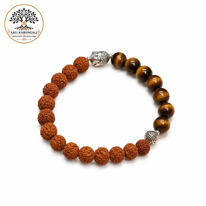Rudraksha & Tiger Eye Bracelet – Spiritual Bead Bracelet